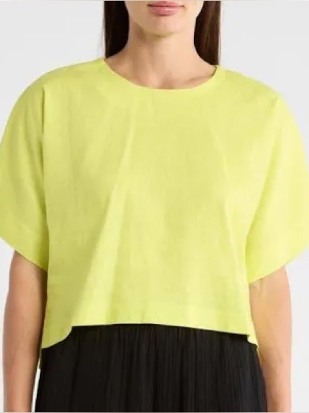 DKNY Lemon Yellow Short-Sleeve Crop Tunic Top XL